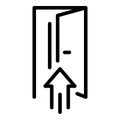 The arrow points to the door icon, outline style Royalty Free Stock Photo