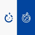 Arrow, Power, Save, World Line and Glyph Solid icon Blue banner Line and Glyph Solid icon Blue banner