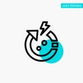 Arrow, Power, Save, World turquoise highlight circle point Vector icon