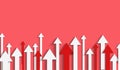 Arrows rise into white and red arrows like growing a competitive and dominant business. It is a vector