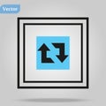 Arrow reload, rotate, refresh, repeat sign on rounded square glossy icon web internet button and color reflection on Royalty Free Stock Photo