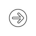 Arrow right circular line icon. Round simple sign.