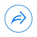 Arrow right, forward circular line icon. Round colorful sign. Share flat style vector symbol.