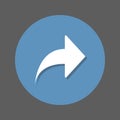 Arrow right, forward flat icon. Round colorful button, circular vector sign with shadow effect. Share flat style design.