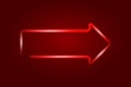 Arrow right glowing neon sign or LED strip light on red background. Vector art Royalty Free Stock Photo