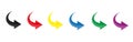 Arrow right icons set. Color arrow symbols. Collection curved arrows. Modern flat simple arrows isolated.