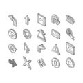 arrow right next sign up isometric icons set vector Royalty Free Stock Photo