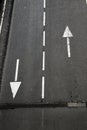 Arrow on road Indicative arrows on an asphalt road close up Royalty Free Stock Photo