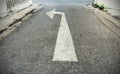 Arrow on the road and white colour Royalty Free Stock Photo