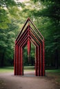 arrow sculptures as modern art installations in a park