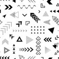 Arrow seamless pattern. Abstract geometric design for prints. Graphic shapes arrows. Repeated geometry background. Repeating rando