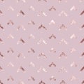 Arrow seamless pattern foil. Rose gold fence chevrons. Pink background geometric beauty lines. Roses golden chivron trellis. Spark Royalty Free Stock Photo