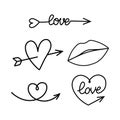 Arrow set love elements. Vector illustration isolated Royalty Free Stock Photo