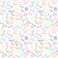 Arrow set sketch multicolored seamless pattern . Arrows set collection kit. Hand draw line color background. Vector Royalty Free Stock Photo