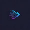 An arrow-shaped design combines circuit patterns and binary code. The arrow, Royalty Free Stock Photo