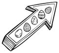 Arrow Sign with Easter Eggs Inside Black and White Drawing Vector Illustration Royalty Free Stock Photo