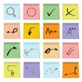 Arrow and sign icons sticky note paper Royalty Free Stock Photo