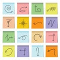 Arrow and sign icons sticky note paper Royalty Free Stock Photo