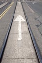 Arrow Sign in between Tram Tracks in Helsinki