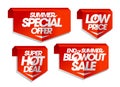 Arrow signs set - summer special offer, low price, super hot deal, etc