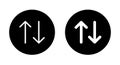Arrow sort icon on black circle. Item sorting button