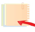 The arrow specifying in sheets of paper