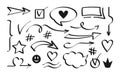 Arrow speech bubble hand drawn black set icon Royalty Free Stock Photo