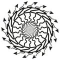 Arrow spiral figure. Direction motion pattern. Black white concept. Vector dynamic shape. Royalty Free Stock Photo