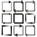 Arrow square design. Dynamic vector icons. Bold geometric shapes. Modern graphic set.