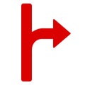 Arrow straight turn right. Navigation arrow direction