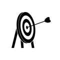 Arrow and target icon isolated on white background. Arrow hit the bullseye. Goal achieving idea. Business success and Royalty Free Stock Photo