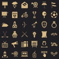 Arrow in target icons set, simple style Royalty Free Stock Photo