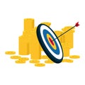 Arrow target profit, shoot to aim at achieving excellent results, financial benefits Business illustration