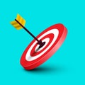 Arrow in Target. Vector Dart in Red Bullseye Royalty Free Stock Photo