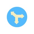 Arrow three direction icon. Simple color vector elements of pointer icons for ui and ux, website or mobile application Royalty Free Stock Photo