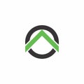 Arrow triangle green mountain circle logo vector