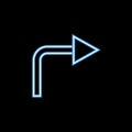 arrow turn right icon in neon style. One of web collection icon can be used for UI, UX