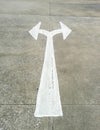 Arrow in two directions on asphalt