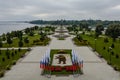 arrow of two rivers in Yaroslavl. On the Strelka in Yaroslavl, where Kotorosl flows into the Volga Royalty Free Stock Photo