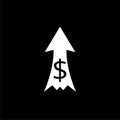 Arrow up, dollar icon. Element of finance illustration isolated on black background