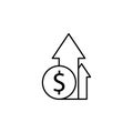 Arrow, up, dollar icon. Element of finance illustration. Signs and symbols icon can be used for web, logo, mobile app, UI, UX Royalty Free Stock Photo