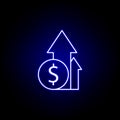 arrow up dollar icon in neon style. Element of finance illustration. Signs and symbols icon can be used for web, logo, mobile app Royalty Free Stock Photo