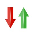 Arrow up and down. Green and red arrows. Vector illustration. EPS 10. Royalty Free Stock Photo