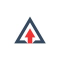 Arrow up inside triangle, business growth concept Royalty Free Stock Photo