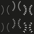 Arrow vector curve. Direction pointer shape. Chevron symbol set. Black background layout. Royalty Free Stock Photo