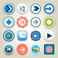 Arrow vector 3d button icon set. Isolated interface line symbol for app, web and music digital illustration design. Application si Royalty Free Stock Photo