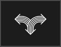 Arrow vector original logo isolated, pictogram symbol of double arrows dynamic sign.