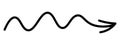 Arrow wavy. Sketch. Hand drawn black pointer. Illustration. Oscillating sign pointing to the right