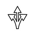 3 arrow way icon linear vector graphics sign Royalty Free Stock Photo