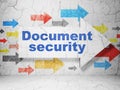 Arrow whis Document Security on grunge wall